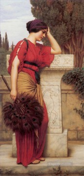  rosa Lienzo - La Pensierosa 1913 Dama neoclásica John William Godward